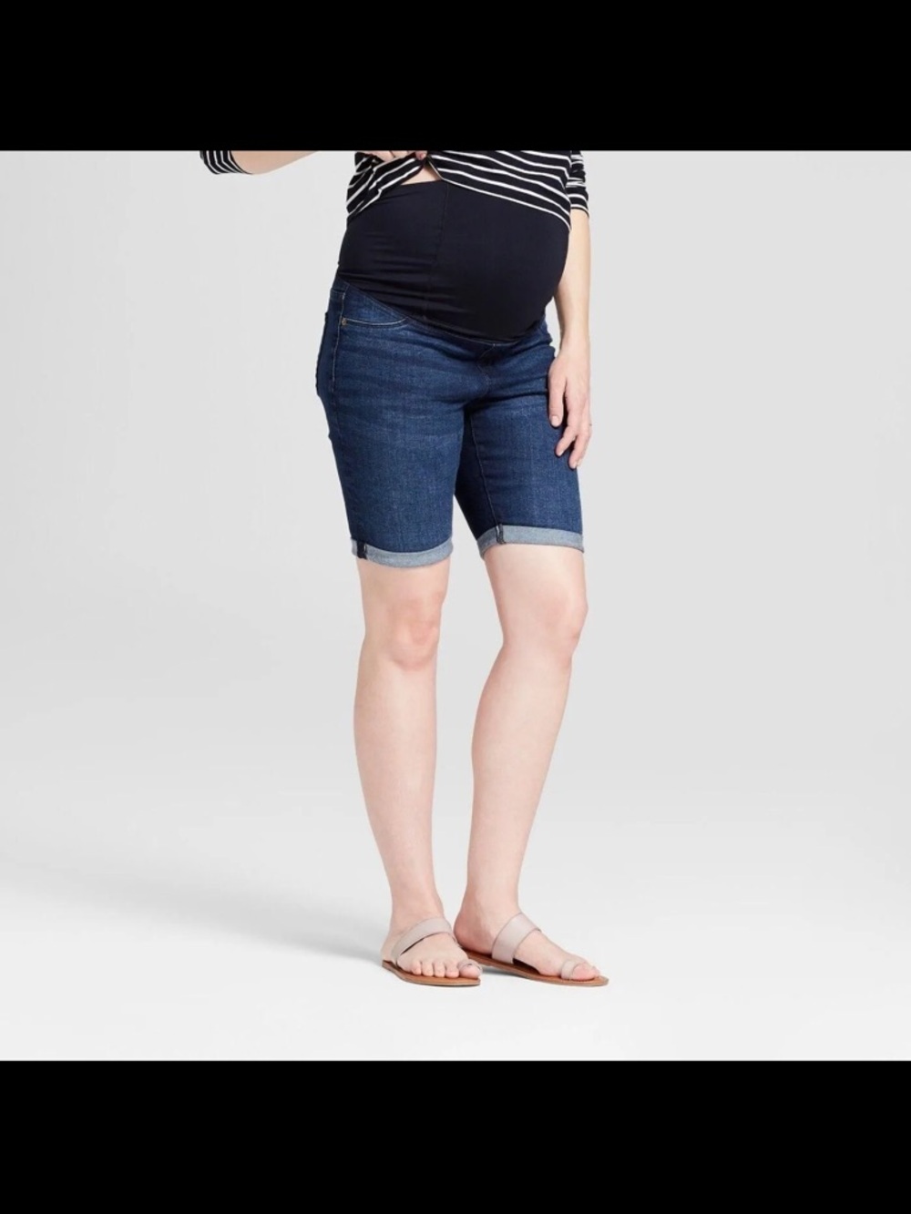 Maternity Dark Wash Denim Bermuda Shorts SIZE 8 NWT